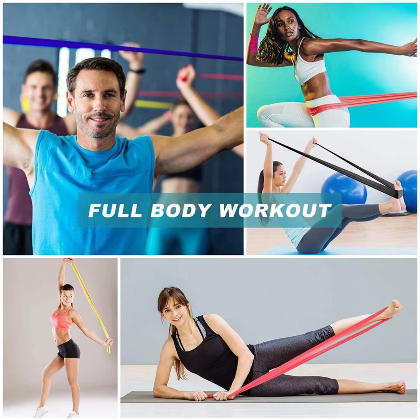 Enhanced Yoga Resistance Bands for Flexibility Training with Natural Rubber Latex - Elastic Gym Bands for Strength and Endurance
