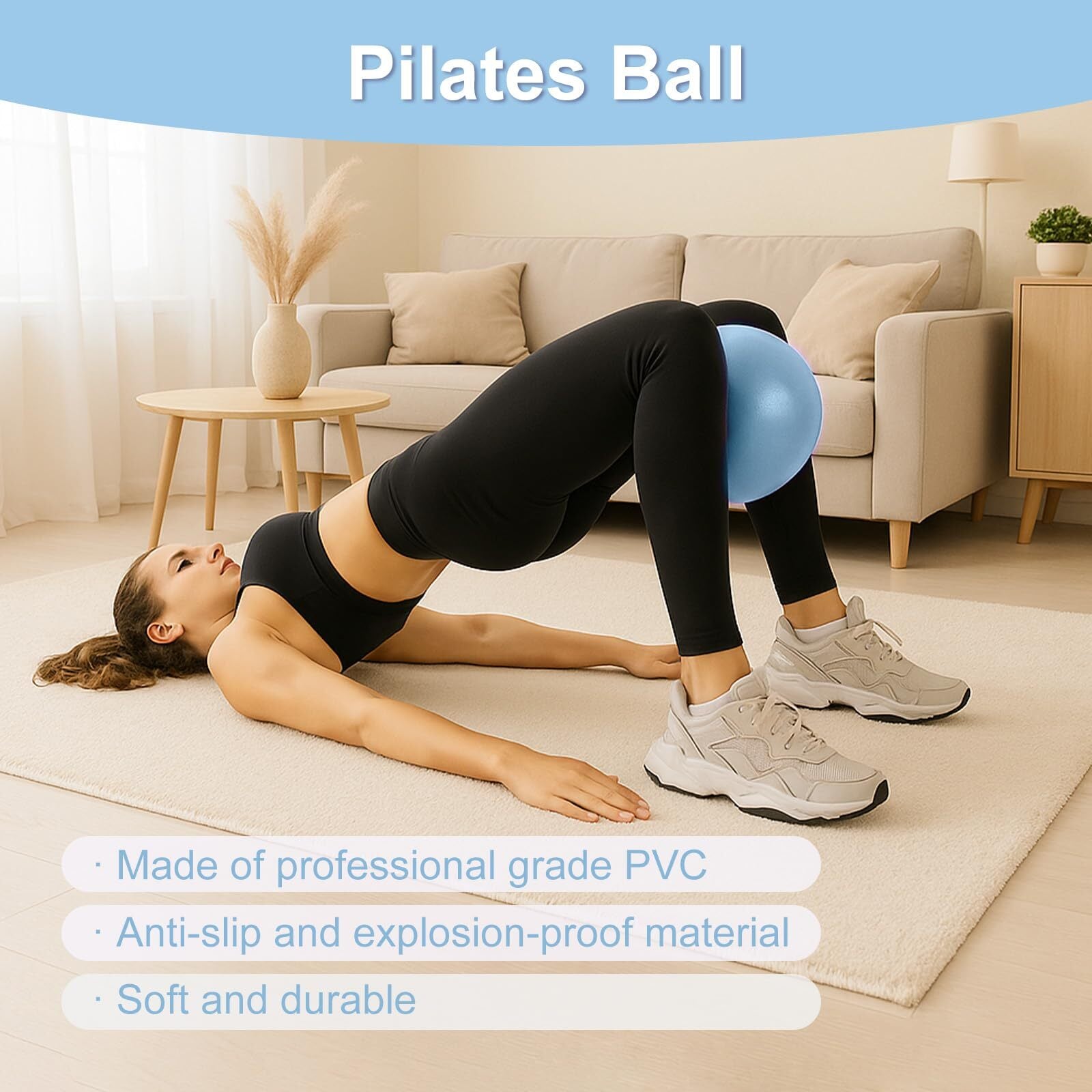 5PCS Pilates Kit for Home Workouts Pilates Ring Yoga Ball Resistance Bands
