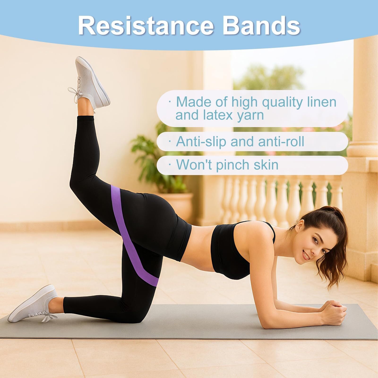 5PCS Pilates Kit for Home Workouts Pilates Ring Yoga Ball Resistance Bands