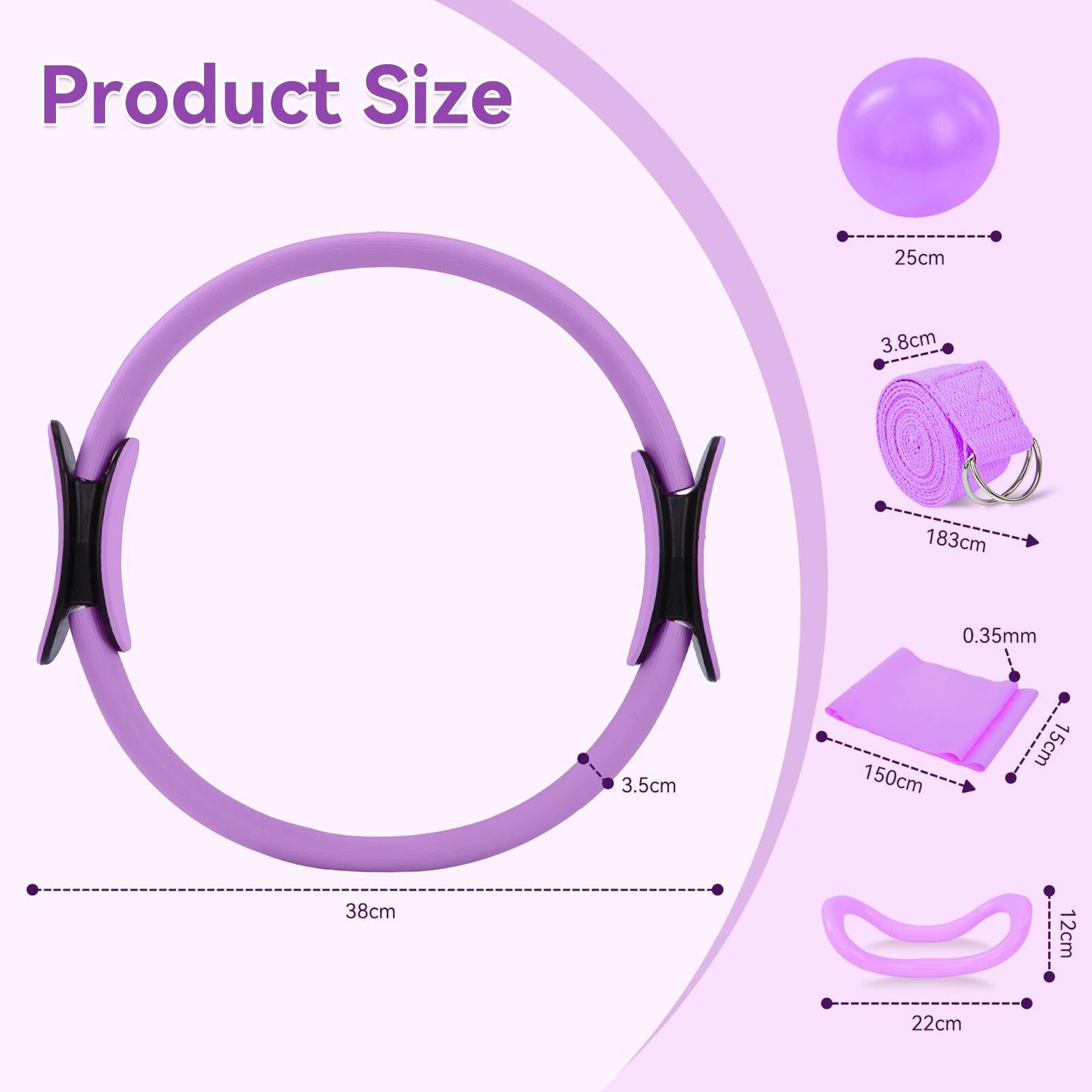 5PCS Pilates Kit for Home Workouts Pilates Ring Yoga Ball Resistance Bands