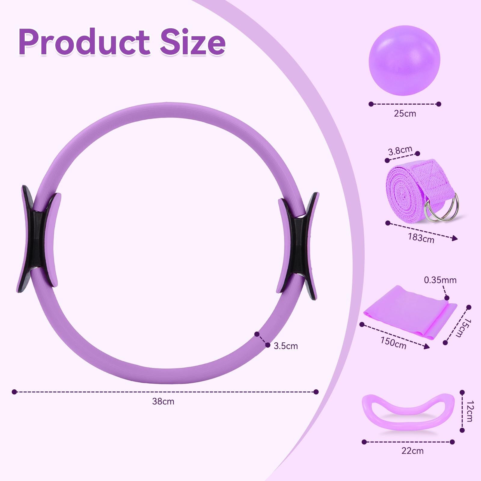 5PCS Pilates Kit for Home Workouts Pilates Ring Yoga Ball Resistance Bands