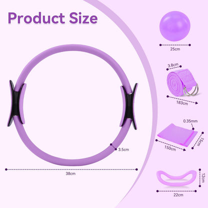5PCS Pilates Kit for Home Workouts Pilates Ring Yoga Ball Resistance Bands