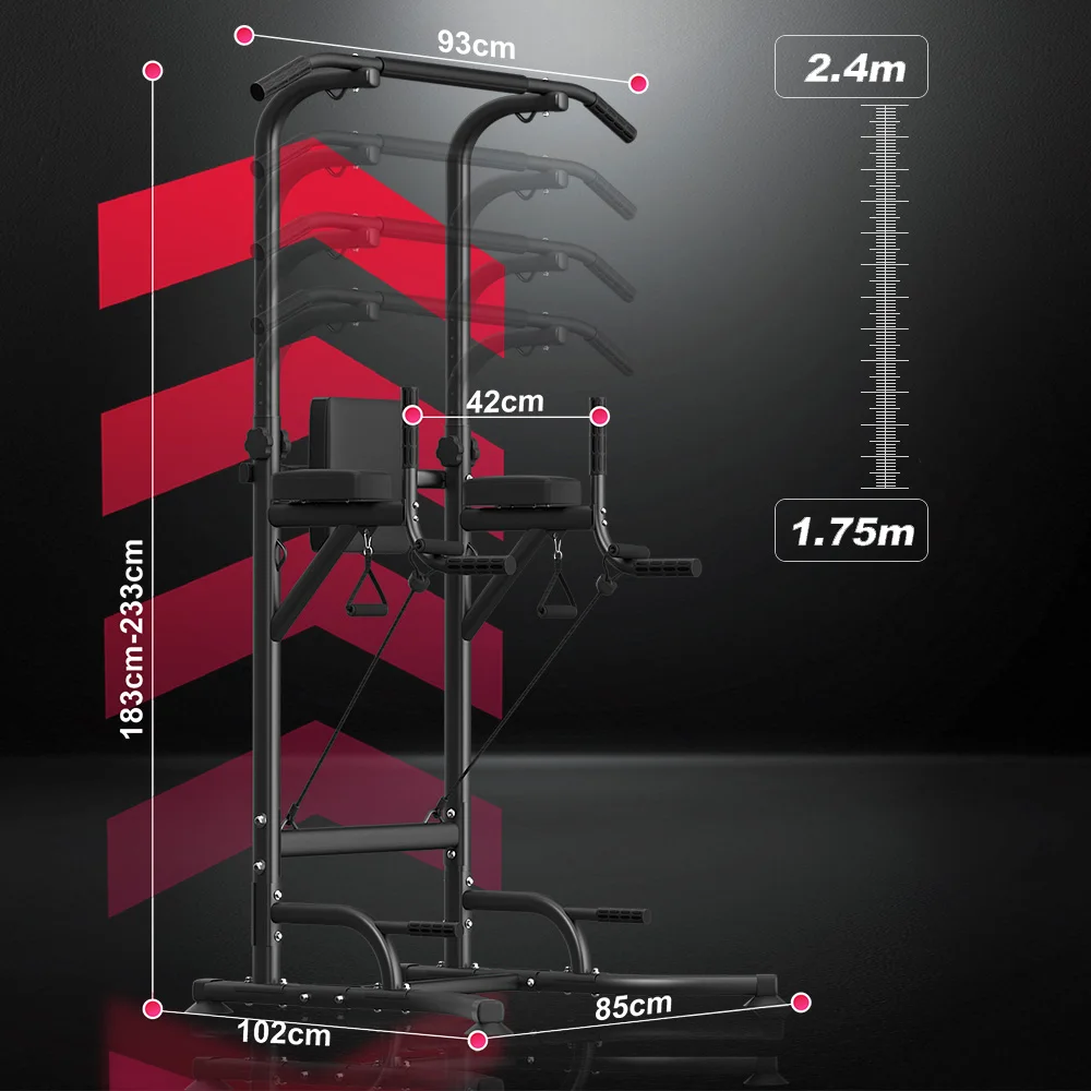 Power Tower Dip Station Pull up Bar Adjustable Multi-Function Power Tower Abdominal Exercise for Home Fitness Workout Equipment