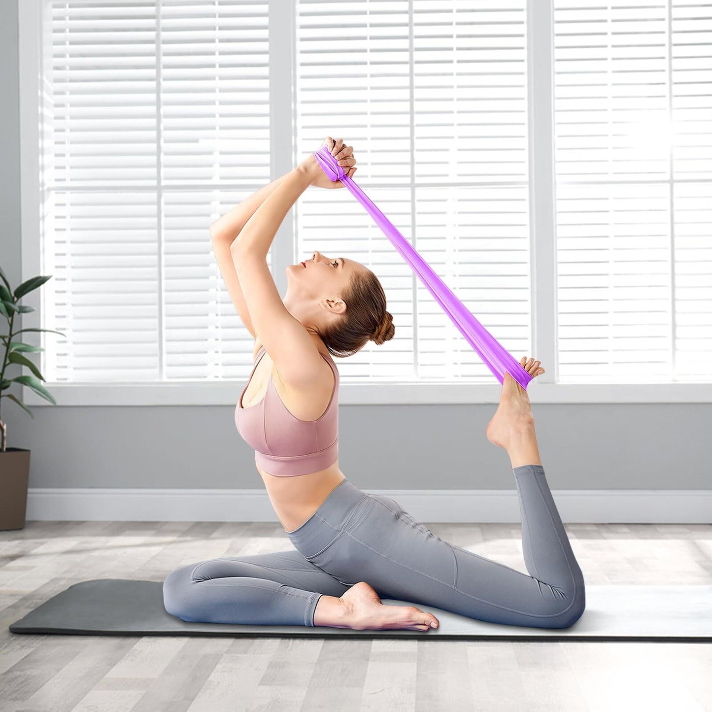 5PCS Pilates Kit for Home Workouts Pilates Ring Yoga Ball Resistance Bands