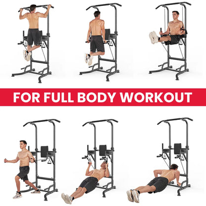 Power Tower Dip Station Pull up Bar Adjustable Multi-Function Power Tower Abdominal Exercise for Home Fitness Workout Equipment