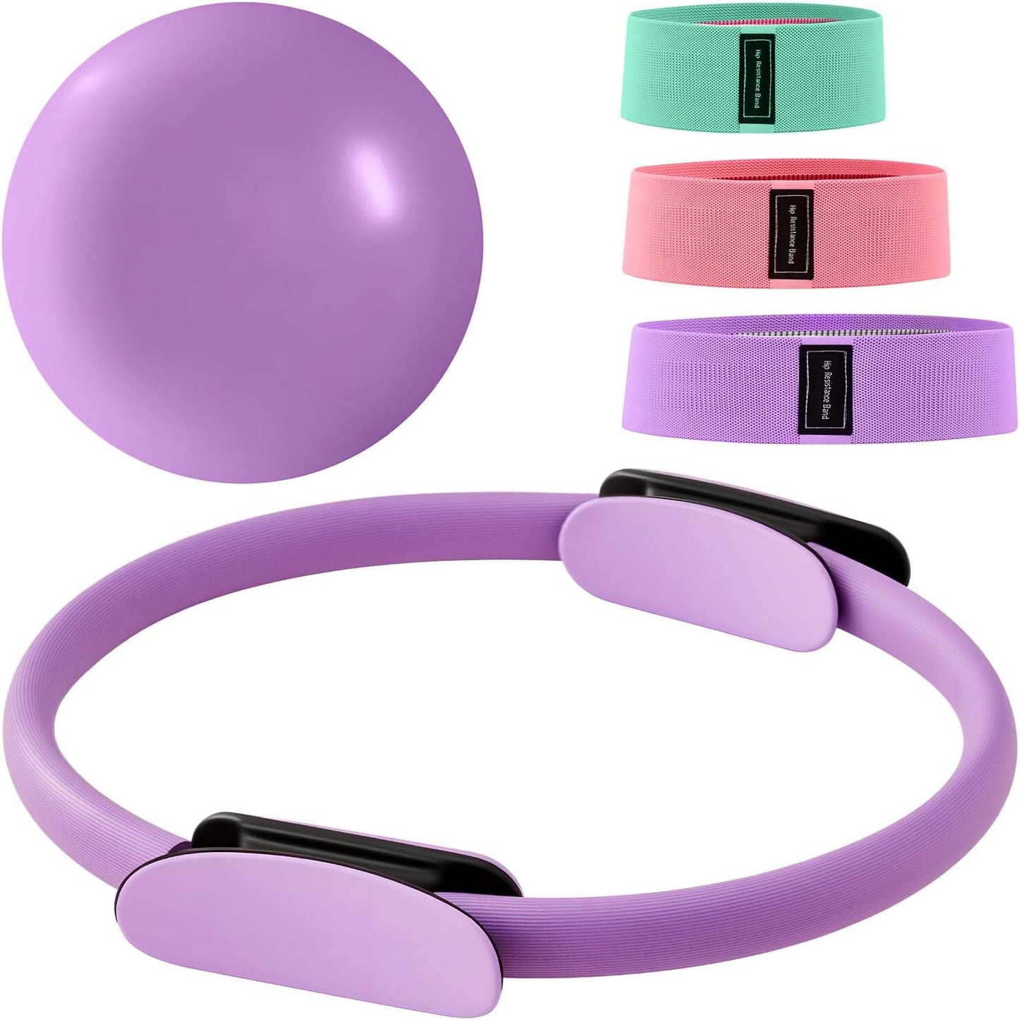 5PCS Pilates Kit for Home Workouts Pilates Ring Yoga Ball Resistance Bands