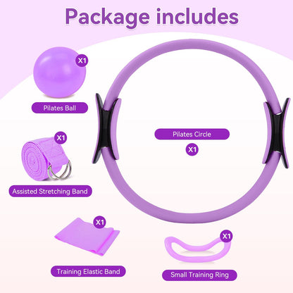 5PCS Pilates Kit for Home Workouts Pilates Ring Yoga Ball Resistance Bands